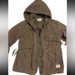 Converse One Star Utility Jacket Gray Military Button Zip Up Cargo Mens Medium